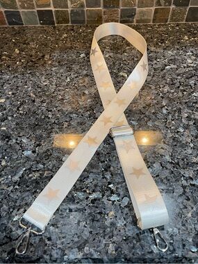 White & Silver Star-Print Adjustable Crossbody Bag Strap